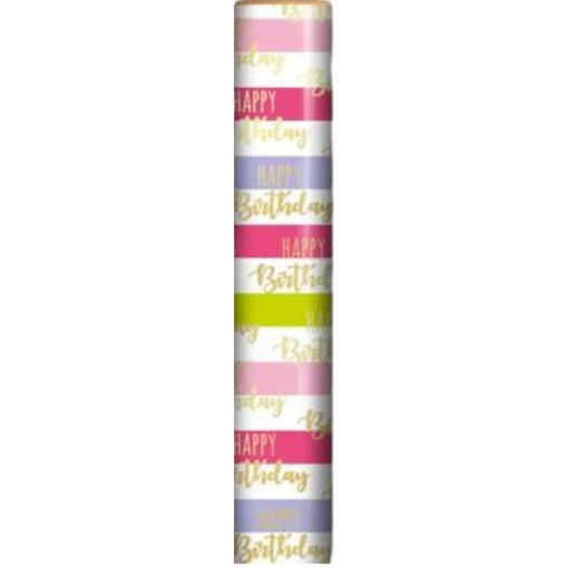Picture of HAPPY BIRTHDAY STRIPES WRAPPING ROLL 70CM X 1.5 METERS